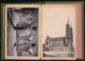 1903 Bázel, leporelló 9 db keményhátú fotóval, vászon kötésben, 10x15 cm / Basel leporello with 9 ph...