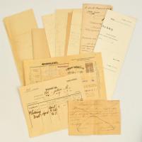 1888-1931 12 db különféle vízjeles papírra írt okmány, köztük marhalevél, bejelentő lap, igazolvány