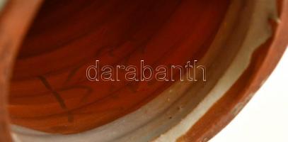 Kiss Roóz Ilona (1920-2010): Figurális  mécsestartó. Mázas festett kerámia, jelzett, kopás nyomokkal...