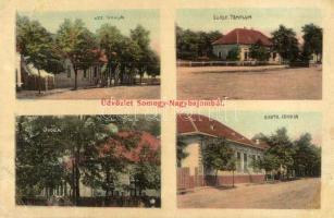 Nagybajom, Somogy-Nagybajom; Izraelita iskola, református templom, római katolikus iskola, óvoda (r)