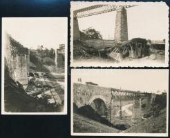 1931 Biatorbágy, Viadukt a merénylet után, 3 db korabeli fotó, hátoldalán feliratozva