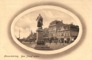 Marosvásárhely, Targu Mures; Bem József szobra, tér, József Emil cipőraktára / square with statue, shops