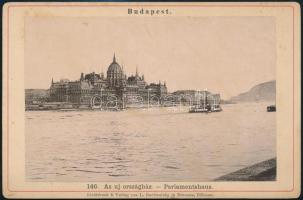 cca 1900 Budapest, Országház, fénynyomat, L. Rachwalsky, kartonra kasírozva, 9x13,5 cm