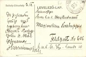 1915 Székelyudvarhely, Odorheiu Secuiesc; Haberstumpf Villa. Rajta Haberstumpf levele egy k.u.k. főh...