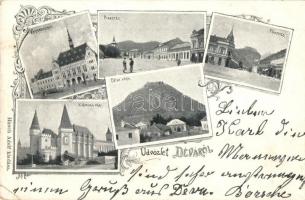 1898 Déva, vár, Piac tér, vármegyeház, Vajdahunyad vára, Fő utca / castles, market square, county hall, main street. Art Nouveau (EK)