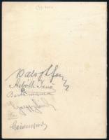1922 Kőnyomatos menükártya borító, hátoldalán aláírásokkal