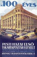 1939 100 éves a Pesti Hazai első Takarékpénztár-egyesület, Budapest / 100th birthday anniversary of the First Pest Savings Bank, advertisement