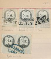 1859-1946 Illetékbélyeg gyűjtemény füzetlapokon, olvasható helységnév bélyegzésekkel, összesen 164 db bélyeg. Érdemes átnézni!