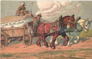 1913 Budapesti Igásló kiállítás és vásár a Tattersallban / Horse fair advertisement litho s: Juszkó
