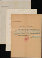 1942 Bp., Származási igazolvány az Országos Szociális Felügyelőségnél dolgozó személy számára, valamint 2 db egyéb okmány