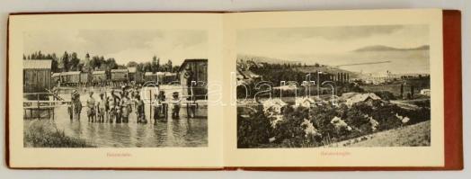 cca 1900 A Balaton leporelló album, 16 db képpel különféle balatoni településekről, Magyar Sokszoros...