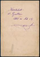 1882 Ógyalla, Csillagvizsgáló, hátoldalán feliratozva, kissé foltos, kopott, kartonra kasírozva, 15,...
