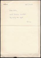 1976 Illés Endre (1902-1986) drámaíró, könyvkiadó igazgató saját kézzel írt levele Vas Zoltán (1903-1983) író, 56-os államminiszter részére válaszul annak kondoleáló levelére. (Az eredeti levél másolata és feleségének halotti értesítője is csatolva)