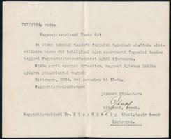 1924 Esztergom, Chernoch János (1852-1927) bíboros által saját kezűleg aláírt kinevezési okmány dr. Kiss Károly teológia professzor, a bécsi Pázmáneum későbbi igazgatója részére