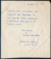 1971 Ferencsik János (1907-1984) karmester saját kézzel írt sorai