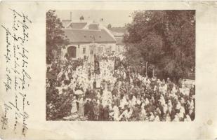 1914 Nagyszombat, Tyrnau, Trnava; Augusztus 20-ai ünnepség (?), körmenet / National Holiday procession. photo (kis szakadás / small tear)