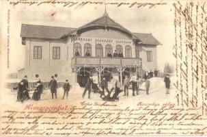 Rimaszombat, Rimavska Sobota; Korcsolya pálya télen. Rakottyay Lajos kiadása / ice skating rink in winter, ice skaters (fl)