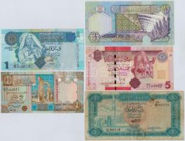 Líbia 5db bankjegy, mind különféle T:II--IV szakadás Libya 5pcs of banknotes, all different C:VF-G tear