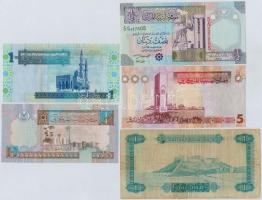 Líbia 5db bankjegy, mind különféle T:II--IV szakadás
Libya 5pcs of banknotes, all different C:VF-G ...