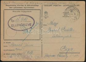 1943 Egyedi rajzos tábori posta levelezőlap az orosz frontról