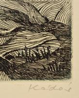 Kádár György (1912-2002): Tihanyi ház. Rézkarc, papír, jelzett, 28,5×18,5 cm