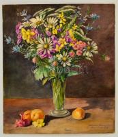 Fazekas József (?-?): Virág csendélet, akvarell, papír, jelzett, 39,5×34,5 cm