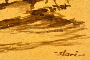 Sostarics Lajos (1896-1968): Óbuda, Donáti kápolna, tus, papír, jelzett, kartonra ragasztva, 28,5×22...