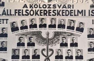 1942 A kolozsvári M. Kir. Áll. Felsőkereskedelmi Iskola végzett hallgatóinak tablófotója, Kolozsvár ...