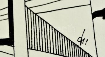 Kun Sarolta (1990- ): Svábhegy, tus, papír, jelzett, üvegezett keretben, 40×30 cm