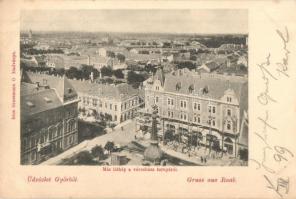 1899 Győr, Látkép a városháza tornyáról, építkezés