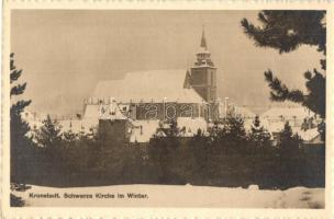 Brassó, Kronstadt, Brasov; Fekete templom télen / Schwarze Kirche im Winter / church in winter
