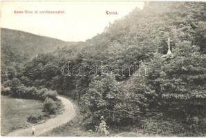 Kassa, Kosice; Kassabélai út emlékkereszttel; Divald Károly / road with memorial cross