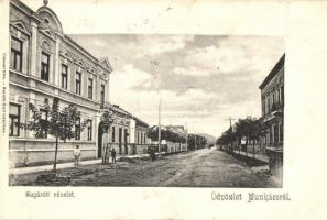 Munkács, Mukacevo, Mukacheve; Sugárút. Bertsik Emil kiadása / street view (EK)