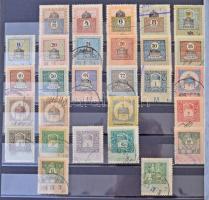 443 darabos okmánybélyeg vízjelállás gyűjtemény 1903-1909 közte rengeteg számvízjel és csillag, hozz...