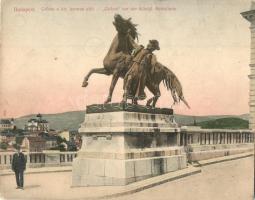 Budapest I. Csikós szobor a Királyi lovarda előtt a Várban. Taussig A. kiadása, nagyobb méretű képeslap (14 cm x 18 cm) (fl)