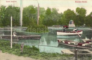 Buziás-fürdő, Szent Antal tó, csónakázók / lake, boats (EK)