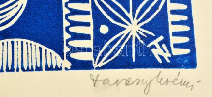 Tavaszy Noémi (1927-):Kis kece lányom..., linó, papír, jelzett, számozott (77/100),50×35 cm