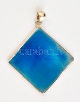 Ezüst(Ag) medál, kék üveggel, jelzett, 3,5x3,5 cm, bruttó: 6 g