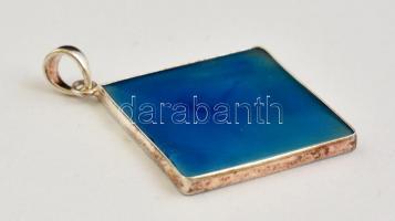 Ezüst(Ag) medál, kék üveggel, jelzett, 3,5x3,5 cm, bruttó: 6 g