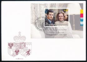 Alois herceg és Sophie hercegnő esküvője blokk  FDC-n, Prince Alois and Princess Sophie's wedding block