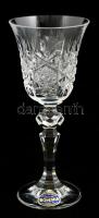 Bohemia kristály pohár, jelzett, metszett, hibátlan, 6 db, m: 15 cm