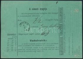 1874 5kr postautalvány 5kr díjkiegészítéssel / Complete Money order with 5kr "KARÁNSEBES" ...