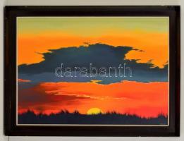 P Kovács István (1961-): Naplemente. Olaj, farost, jelzett, keretben, 50×70 cm