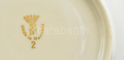 Német porcelán mokkás csészék, csészealjakkal, 4+4 db, matricás, hibátlanok