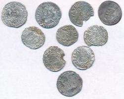 10db-os vegyes magyar és külföldi ezüstpénz tétel, közte főleg magyar denárok T:2-,3 ki., rep