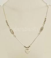 Ezüst(Ag) szívfüggős bokalánc, jelzett, h: max. 25 cm, nettó: 3,2 g