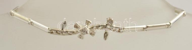 Ezüst(Ag) glídes, köves karkötő, jelzett, h: 18,5 cm, bruttó: 5,3 g