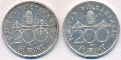 1992. 200Ft Ag "MNB" (2x) T:2