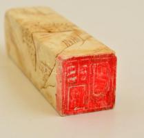 Kínai pecsétnyomó táj részletekkel díszített, faragott kő /  Chinese seal maker. Carved stone with o...