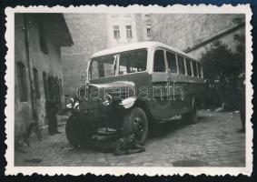 1940 Távolsági személyszállítás autóbusszal, Rákoshegy-Rákoskeresztúr-Budapest, 3 db fotó, 6x8,5 cm